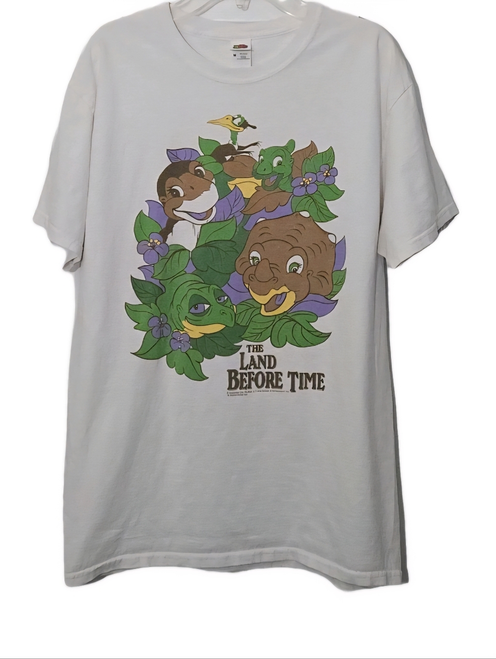 1980s Fruit of the Loom White "The Land Before Time" Graphic Tee- Size Medium